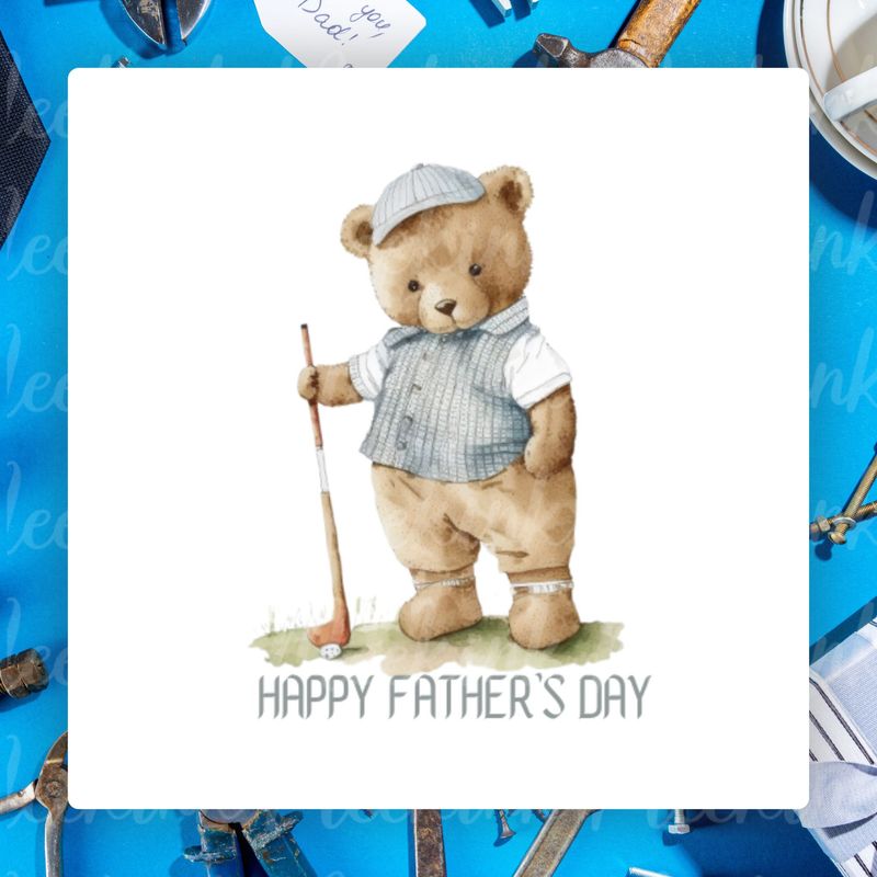 Father&#39;s Day Golfer Bear UVDTF or DTF Decal