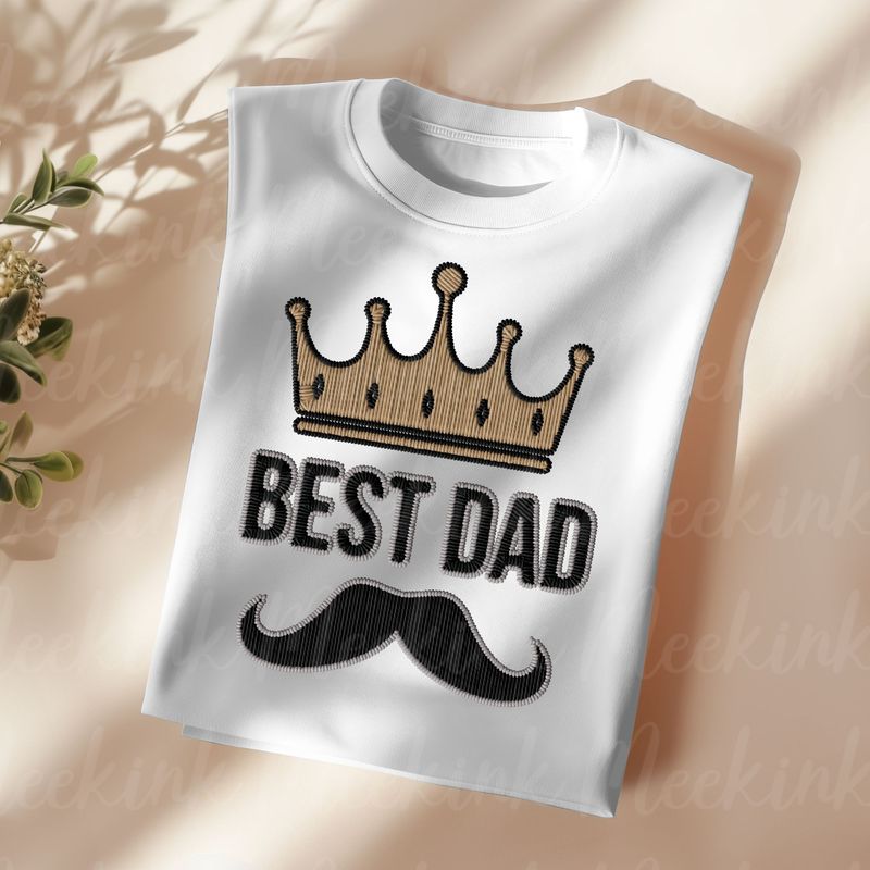Best Dad Faux Embroidery Effect DTF Decal