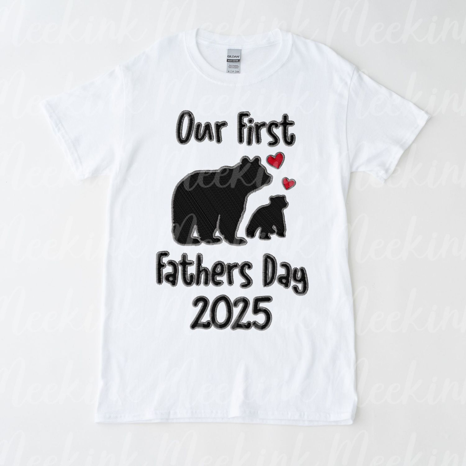 1st Fathers Day Bear Faux Embroidery Effect DTF Decal