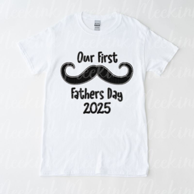 1st Fathers Day Moustache Faux Embroidery Effect DTF Decal