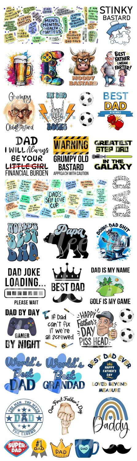 Fathers Day 1 Meter UVDTF or DTF Decals