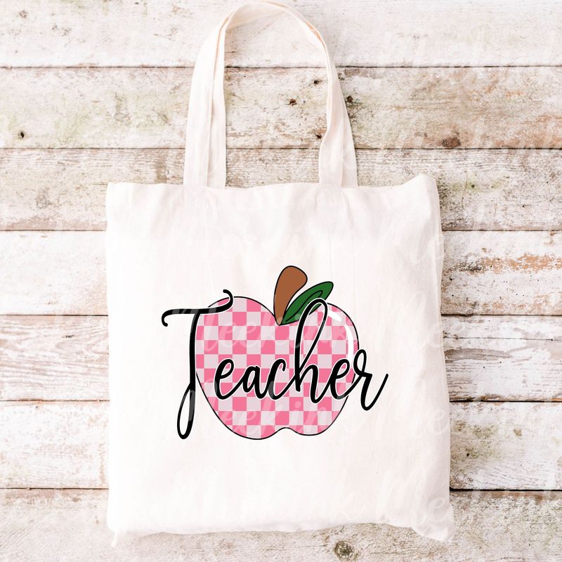 Teacher Pink Apple UVDTF or DTF Decal