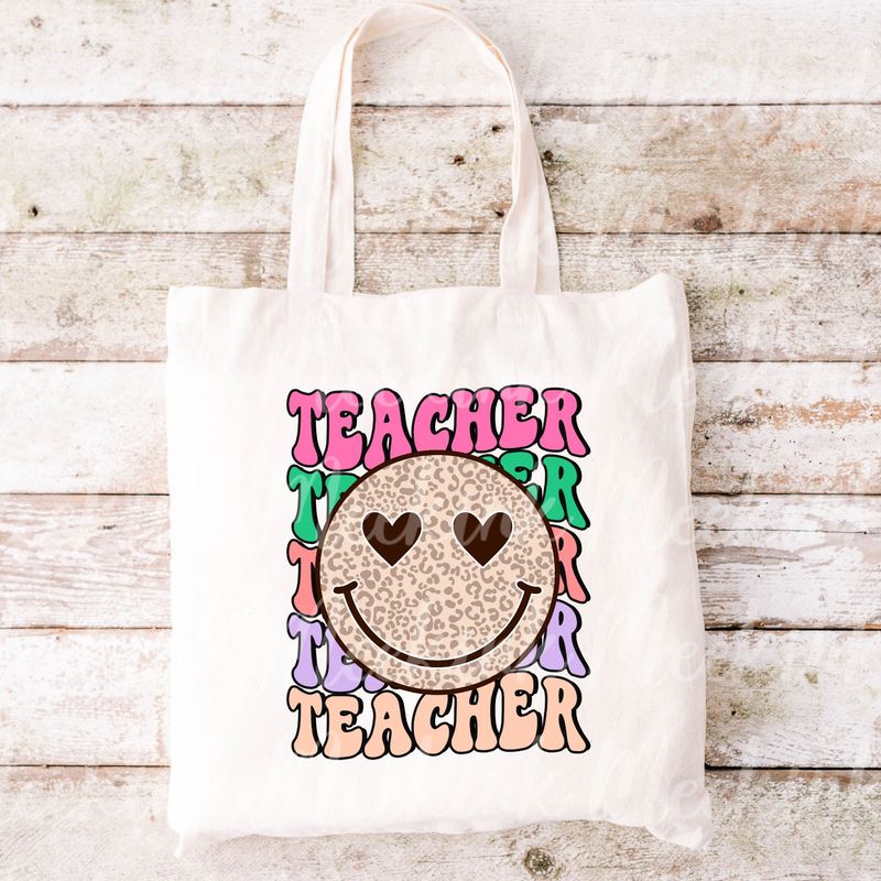 Retro Teacher Smiley Face UVDTF or DTF Decal
