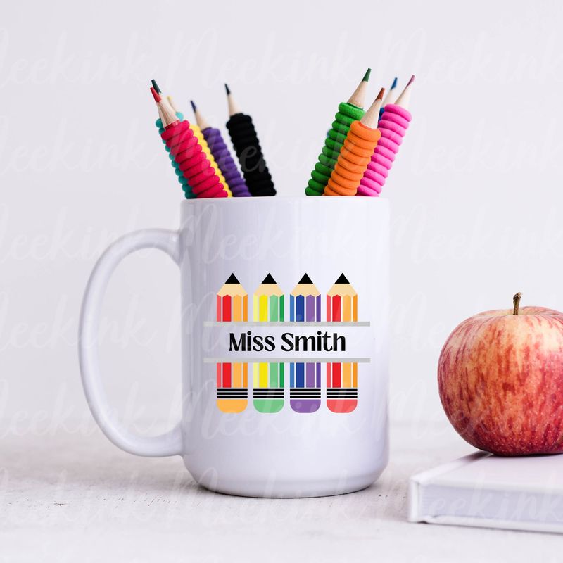 Teacher Colouring Pencils Personalised UVDTF or DTF Decal