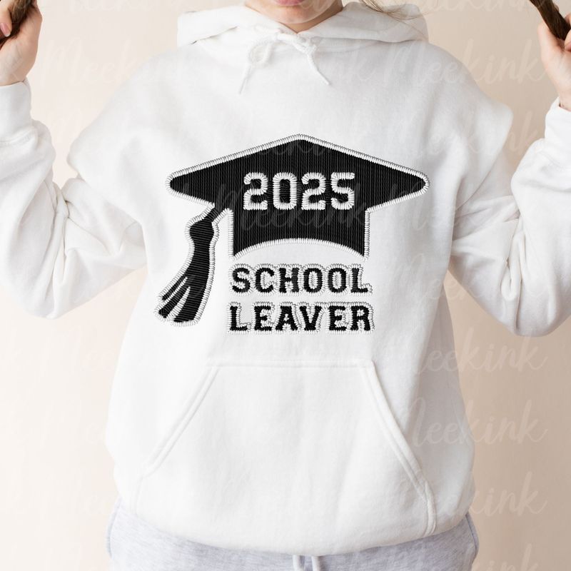 Faux Embroidered Effect Personalised 2025 School Leaver Design 2 DTF Decal