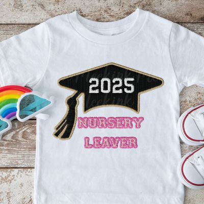 Faux Embroidered Effect Personalised 2025 Nursery Leaver Pink DTF Decal