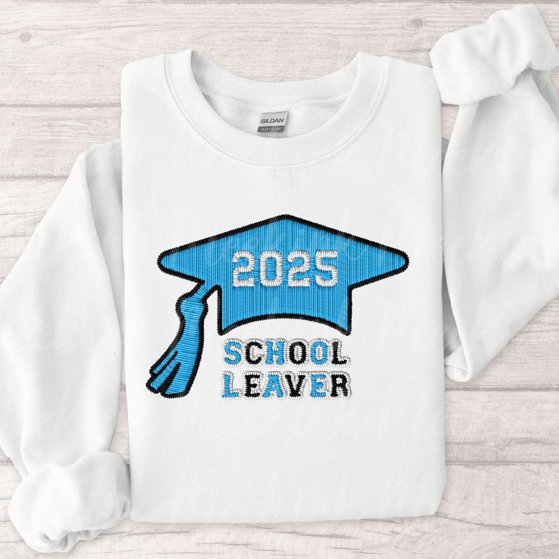 Faux Embroidered Effect Personalised 2025 School Leaver Blue DTF Decal