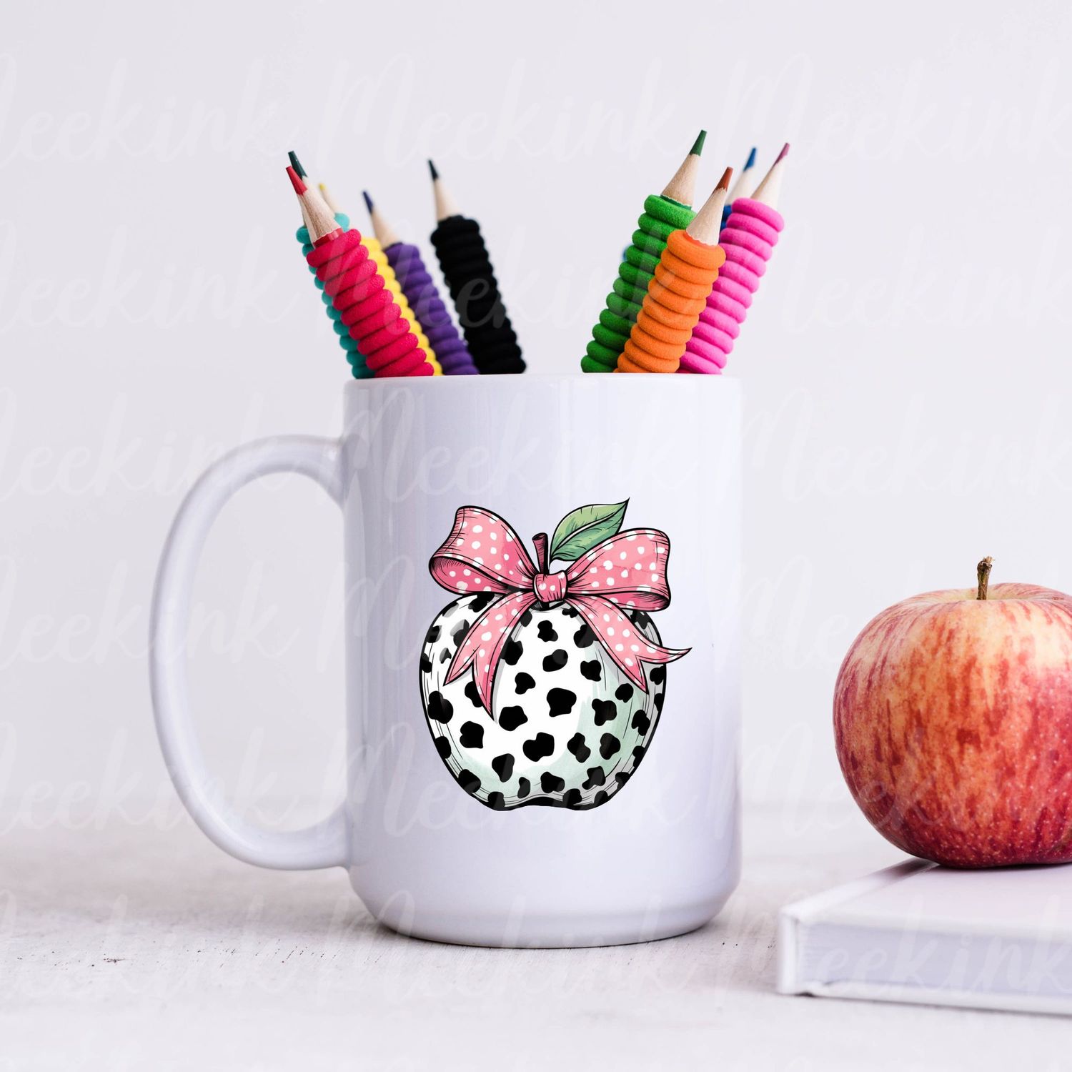 Teacher Apple Cow Print UVDTF or DTF Decal