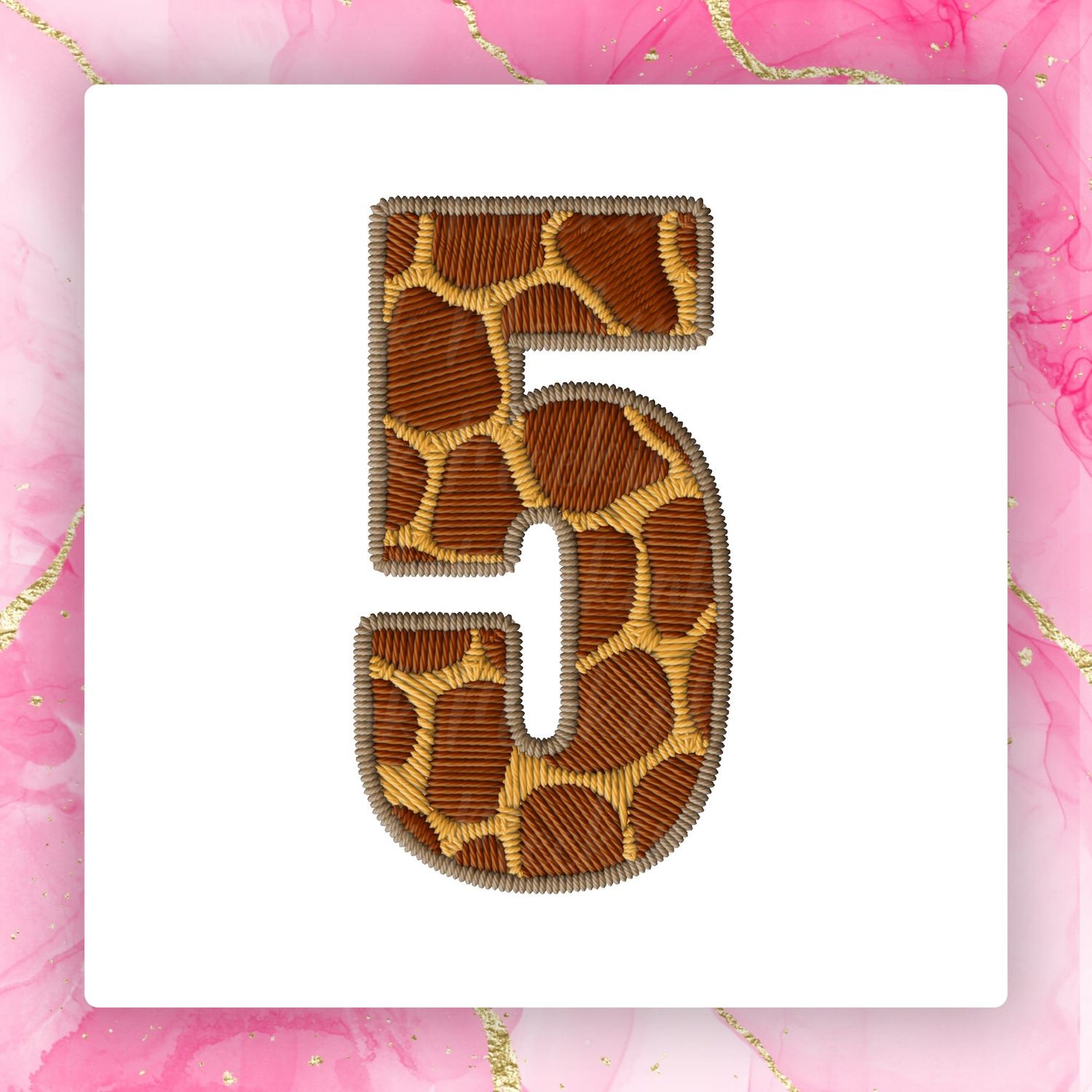 Faux Embroidery Effect Jungle Number DTF Decal