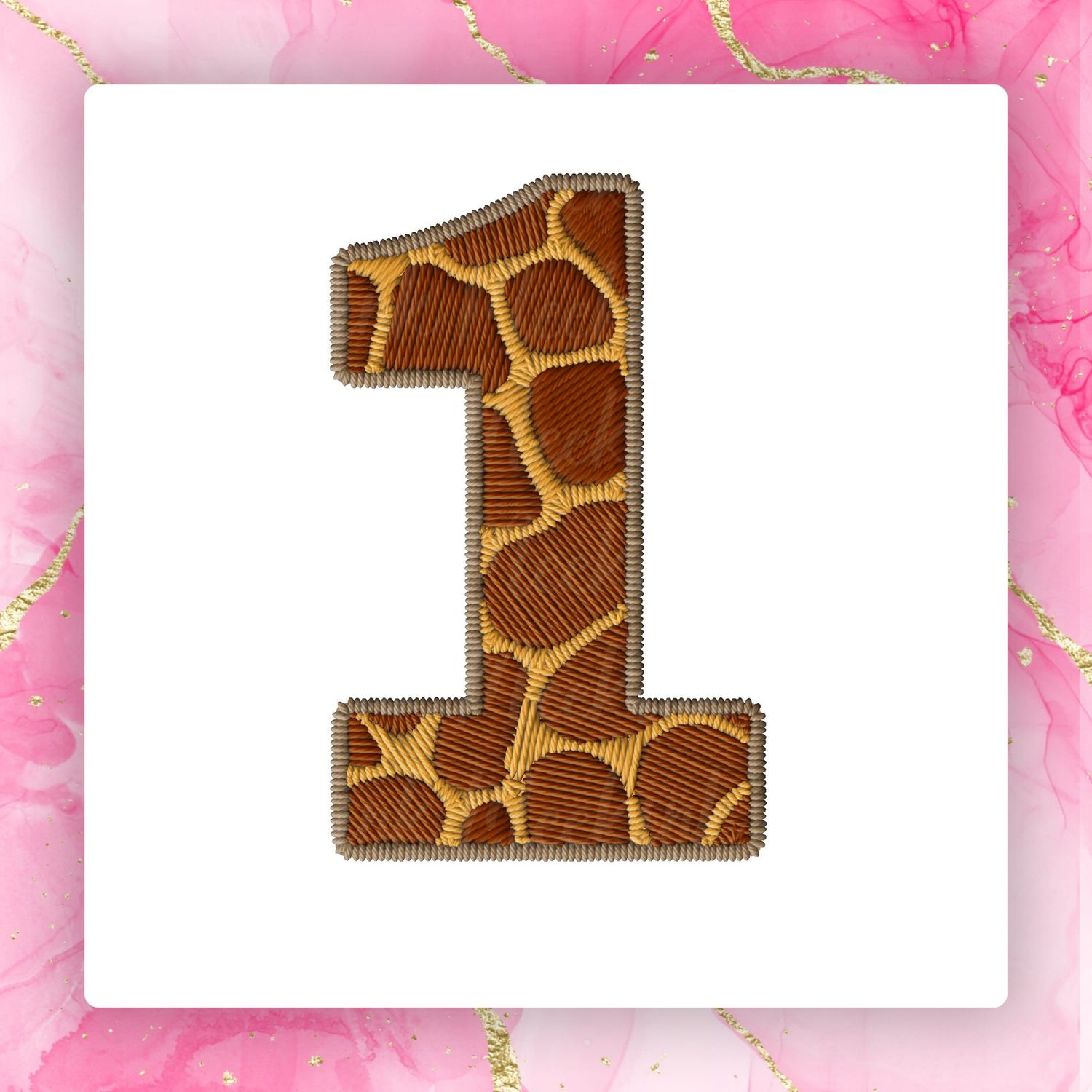 Faux Embroidery Effect Jungle Number DTF Decal