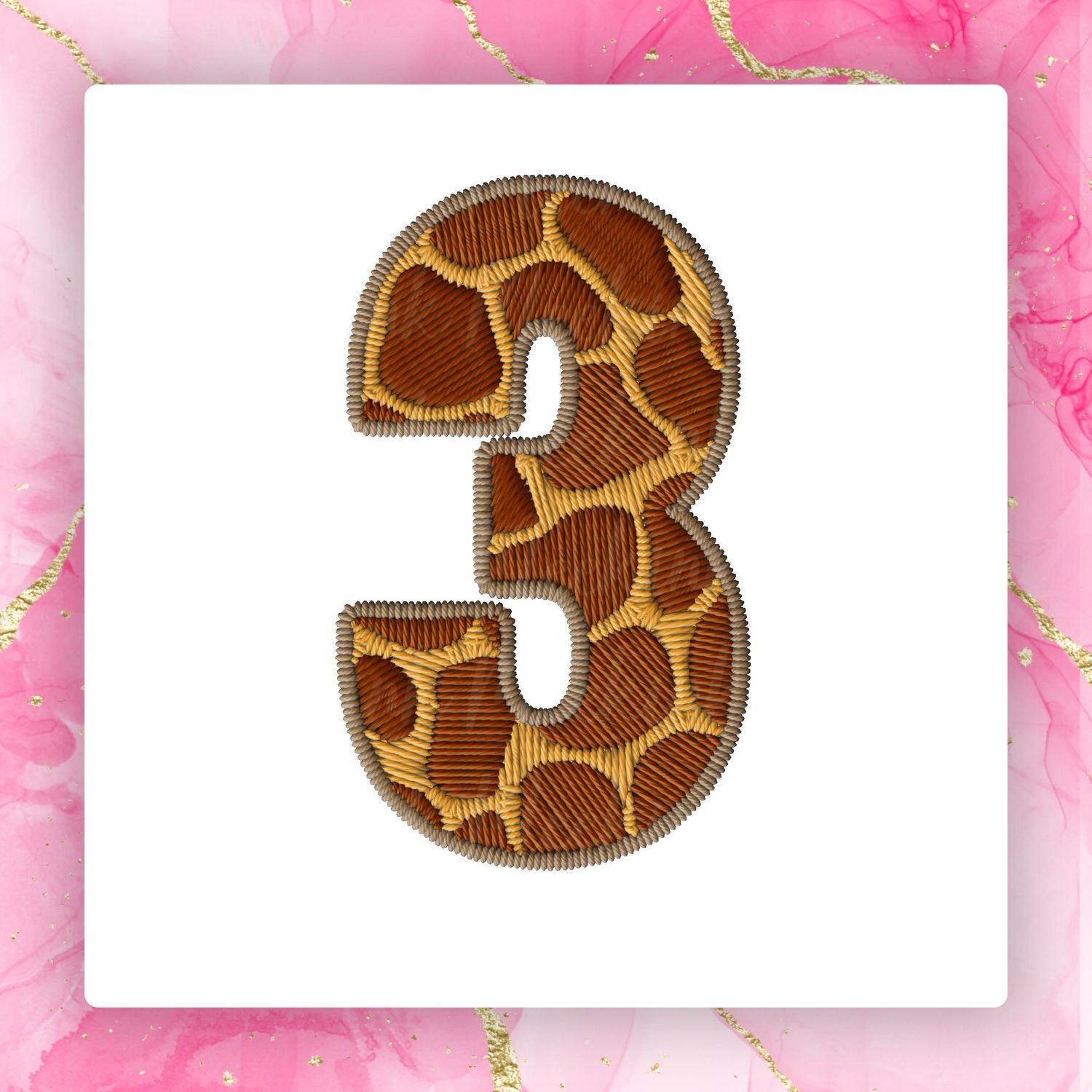 Faux Embroidery Effect Jungle Number DTF Decal