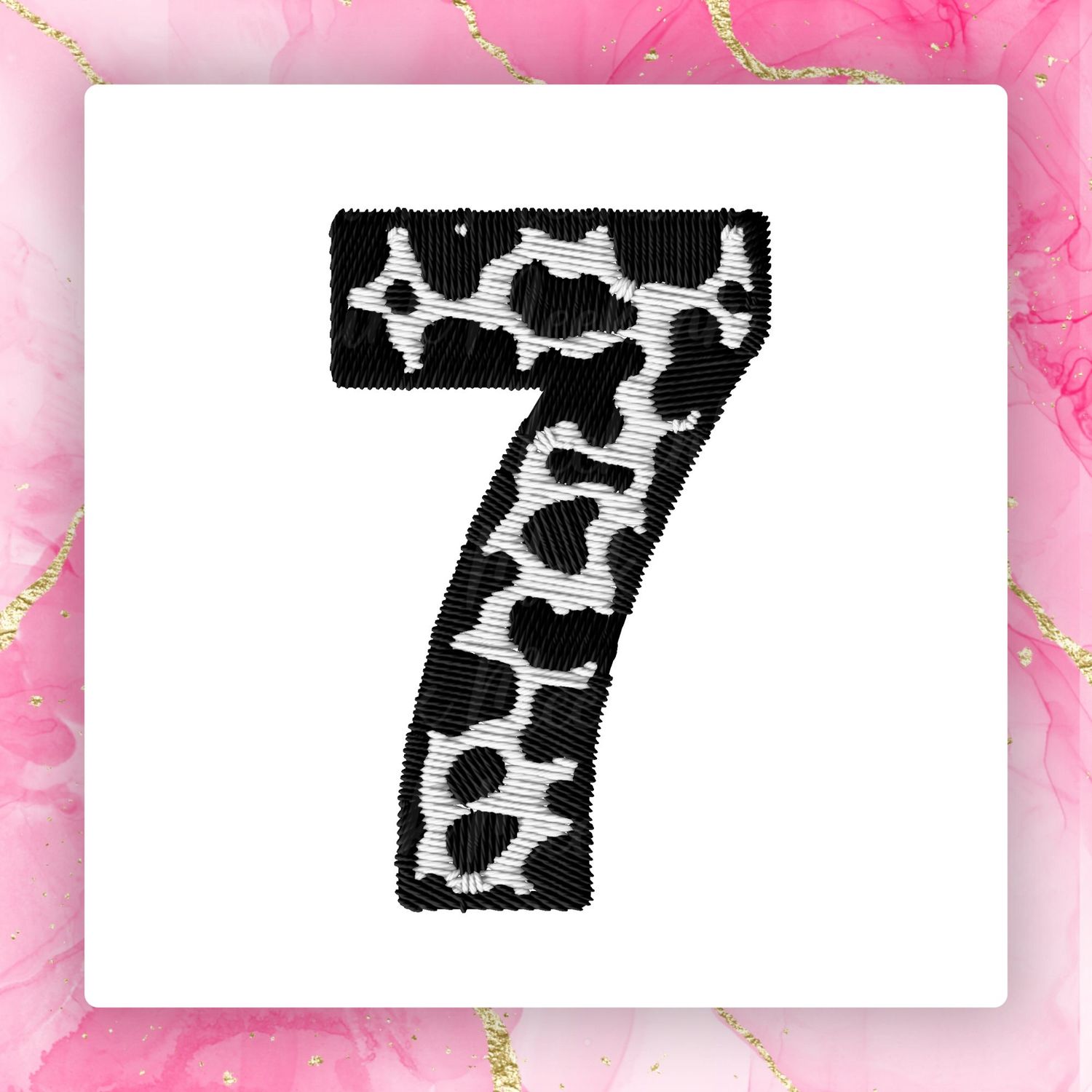 Faux Embroidery Effect Cow Print Number DTF Decal