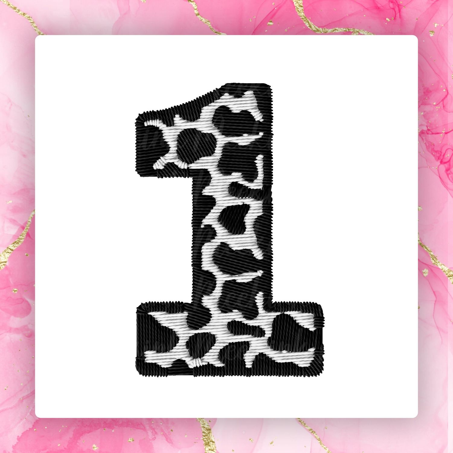 Faux Embroidery Effect Cow Print Number DTF Decal