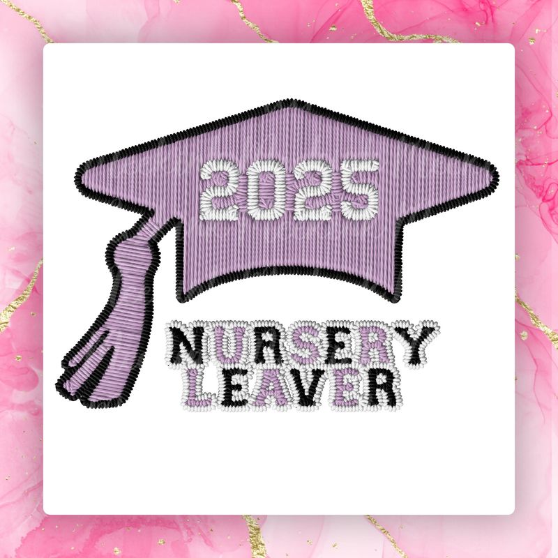 Faux Embroidered Effect Personalised 2025 Nursery Leaver Lilac DTF Decal