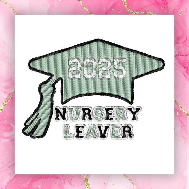 Faux Embroidered Effect Personalised 2025 Nursery Leaver Green DTF Decal