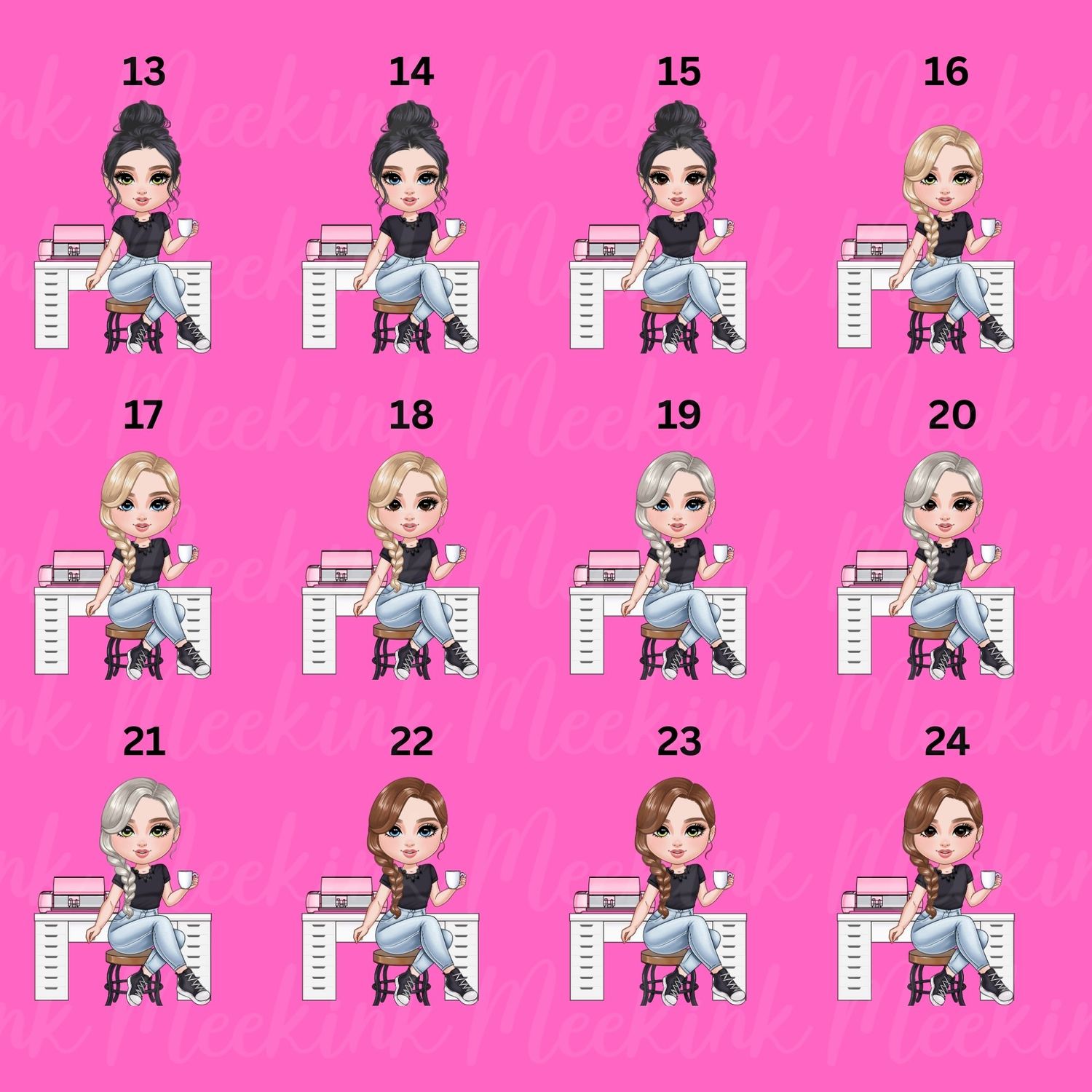 Crafty Girl Chibi Doll UVDTF or DTF Decal