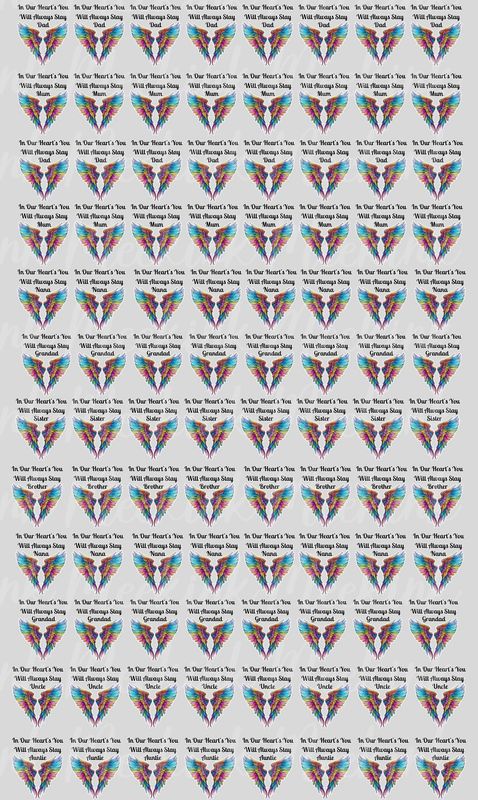 Angel Wings Mixed Title Half Meter Sheet UVDTF or DTF Decal