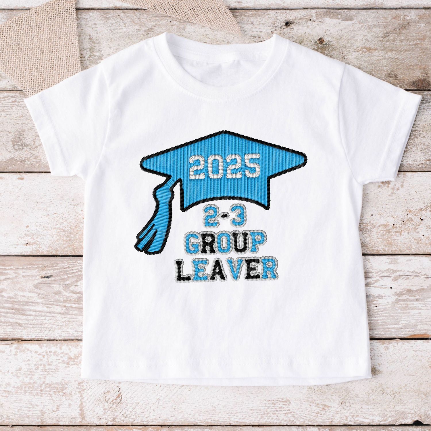 Faux Embroidered Effect Personalised 2025 Group Leaver Blue DTF Decal