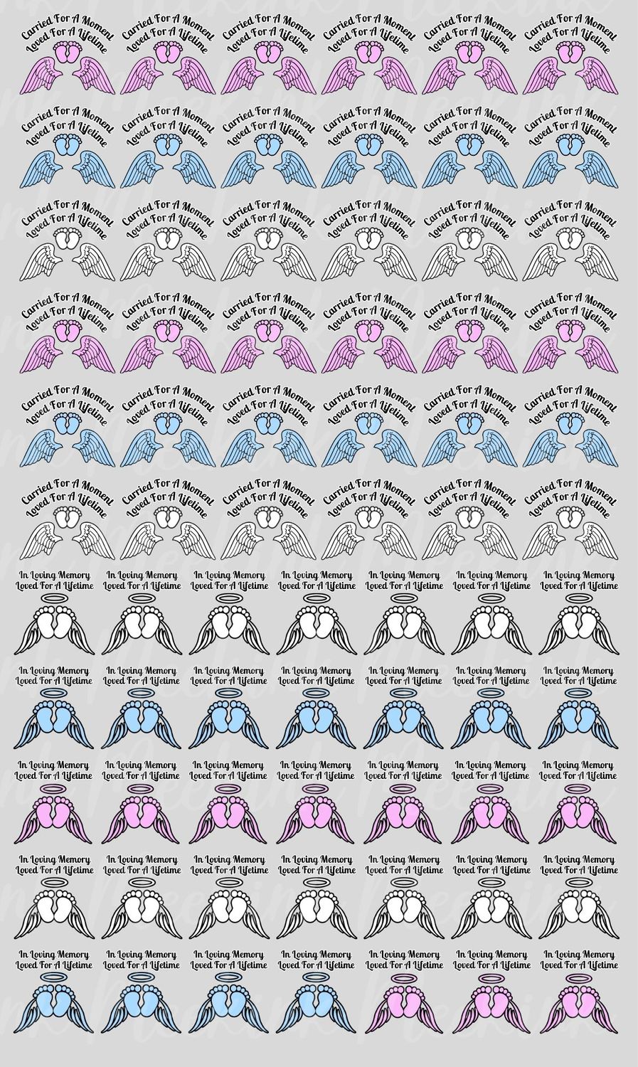 Memorial Blank&#39;s Mixed Baby Half Meter Sheet UVDTF or DTF Decal