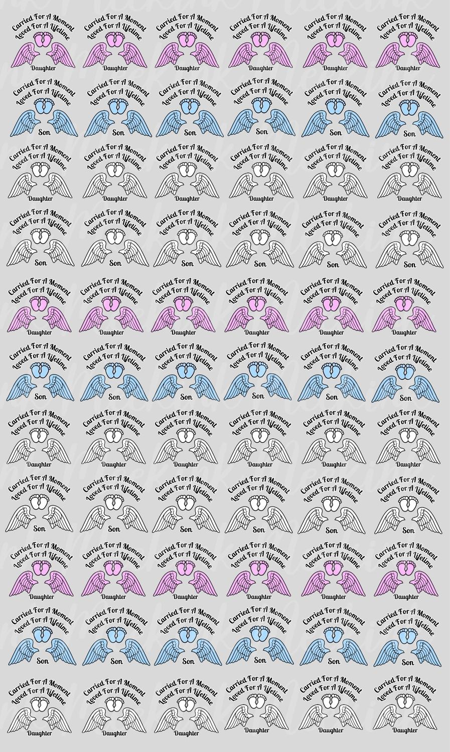 Memorial Title&#39;s Mixed Baby Carried For A Moment Half Meter Sheet UVDTF or DTF Decal