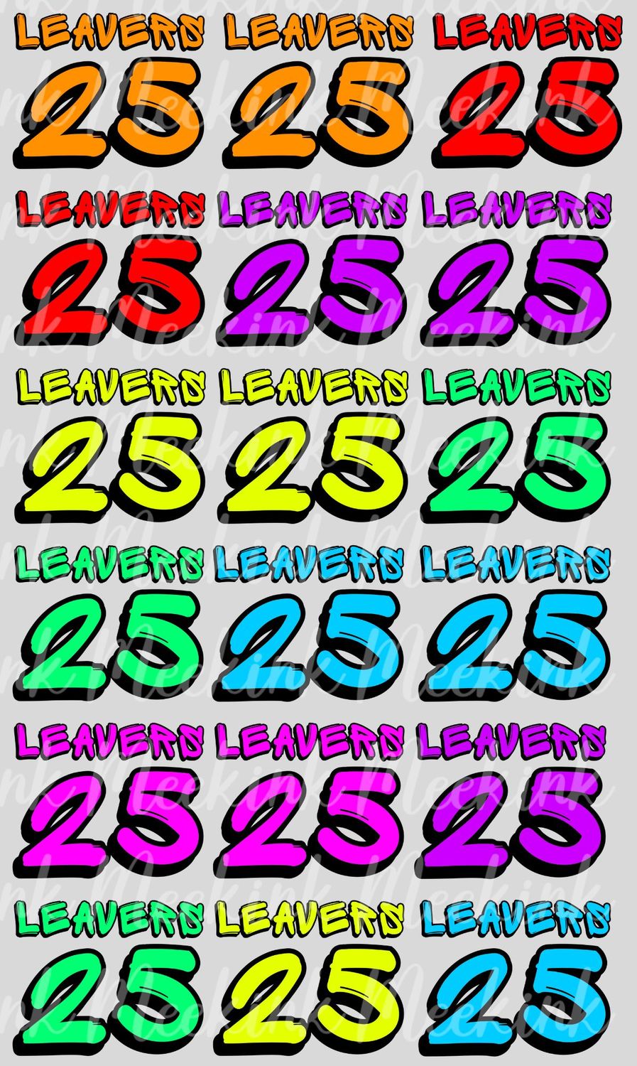 Half Meter Leavers 25 UVDTF or DTF Decals