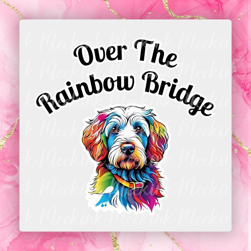 Cockapoo Rainbow Bridge UVDTF or DTF Decal