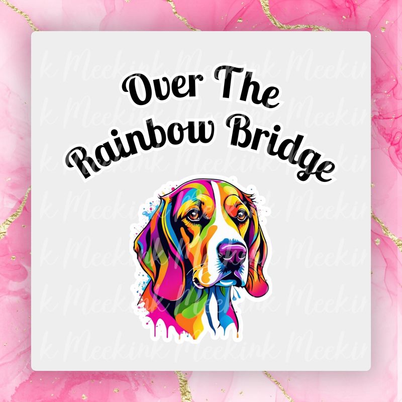 Beagle Rainbow Bridge UVDTF or DTF Decal