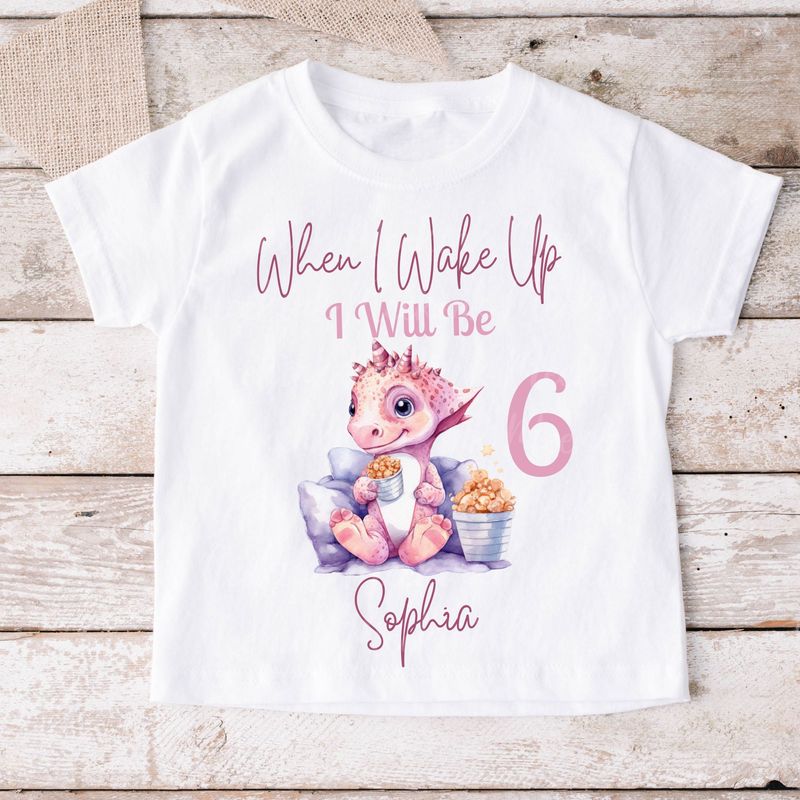When I Wake Up Pink Dino Design  3 DTF DECAL