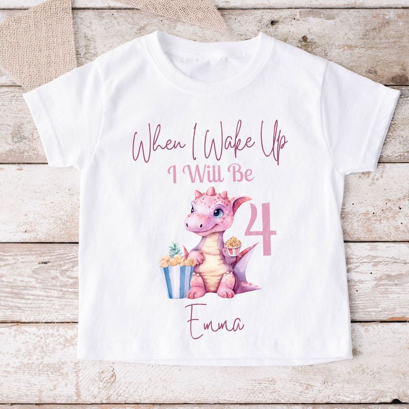When I Wake Up Pink Dino Design  5 DTF DECAL