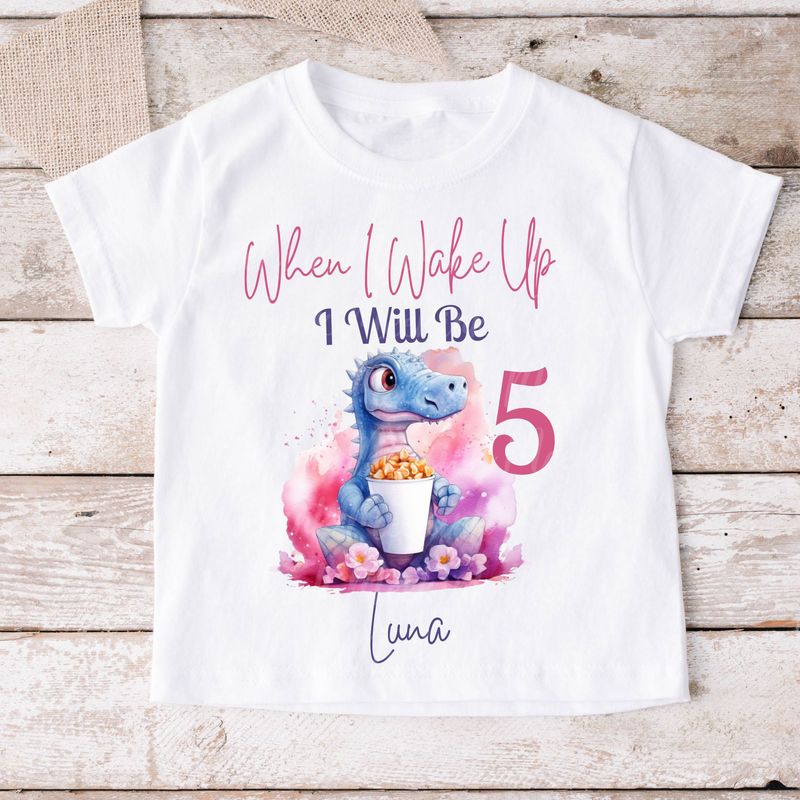 When I Wake Up Pink Dino Design  1 DTF DECAL