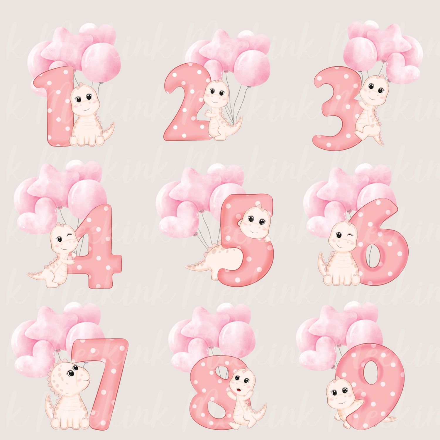When I Wake Up Pink Dino Balloons DTF DECAL