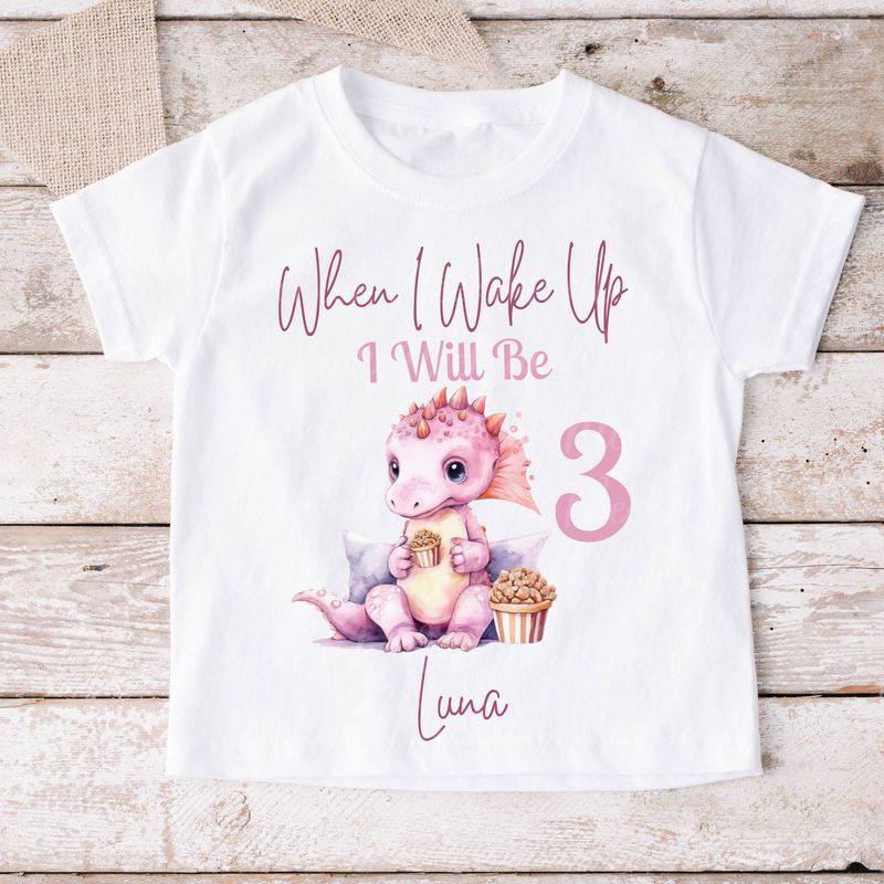 When I Wake Up Pink Dino Design  2 DTF DECAL