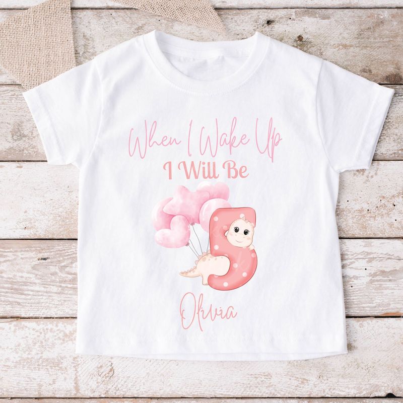 When I Wake Up Pink Dino Balloons DTF DECAL