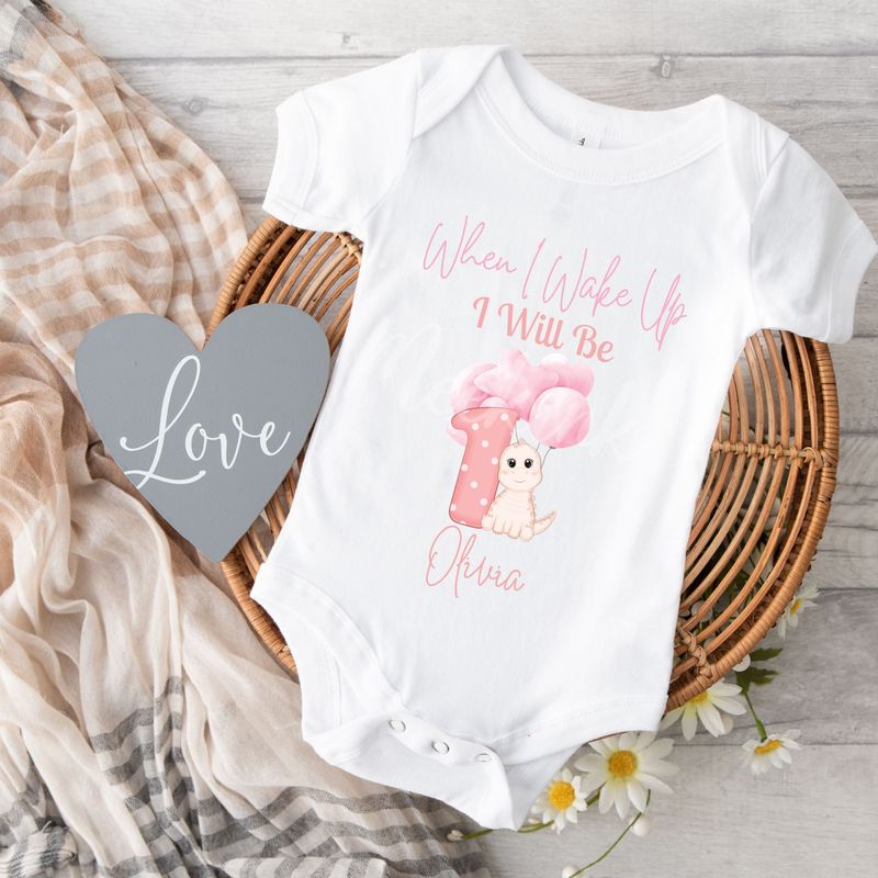 When I Wake Up Pink Dino Balloons DTF DECAL