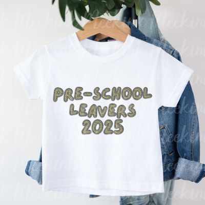 Faux Embroidered Effect Pre- School Leaver Sage Green DTF Decal