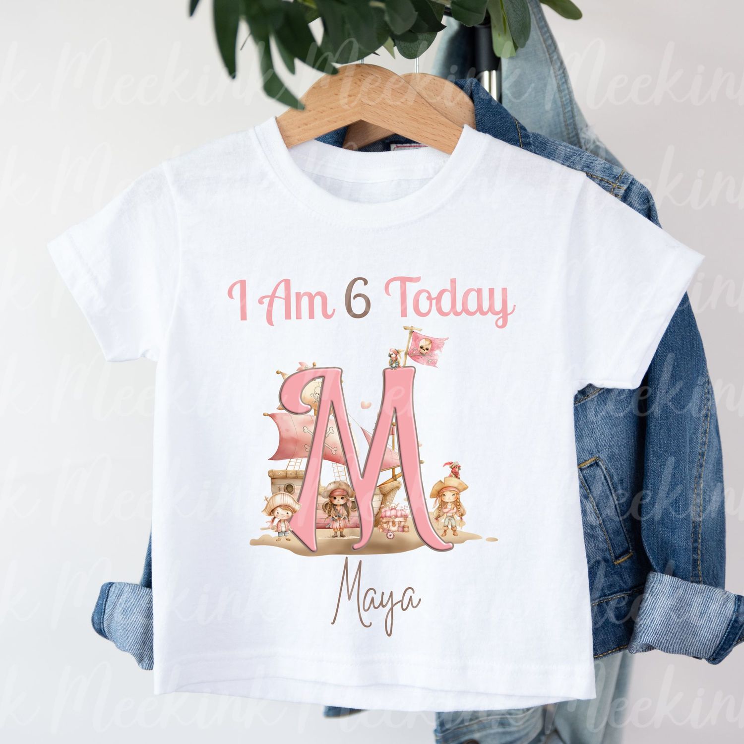 Glitter I Am Pirate Pink Letter Birthday DTF DECAL