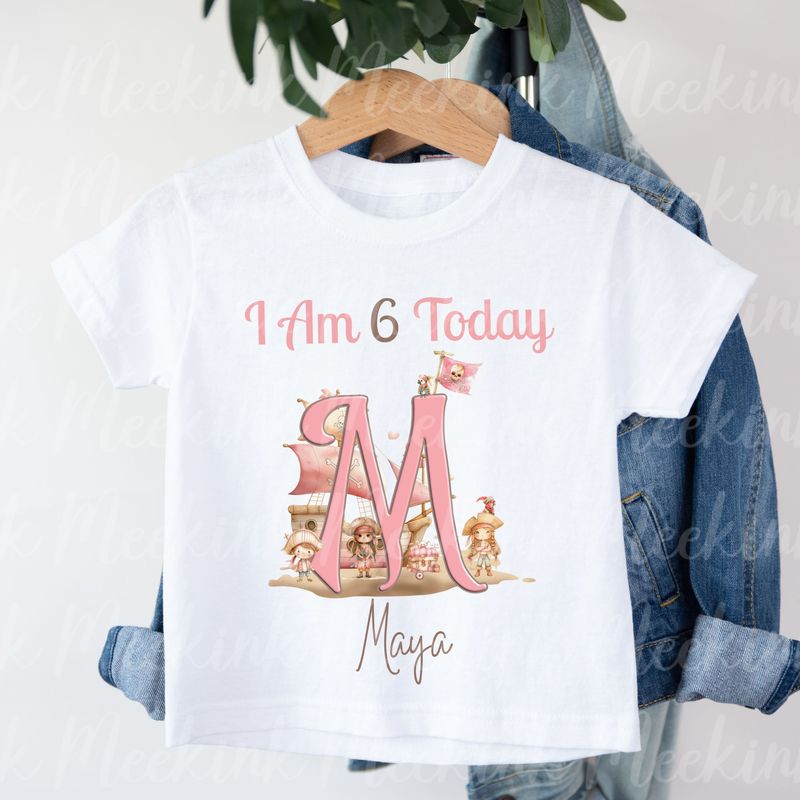 I Am Pirate Pink Letter Birthday DTF DECAL