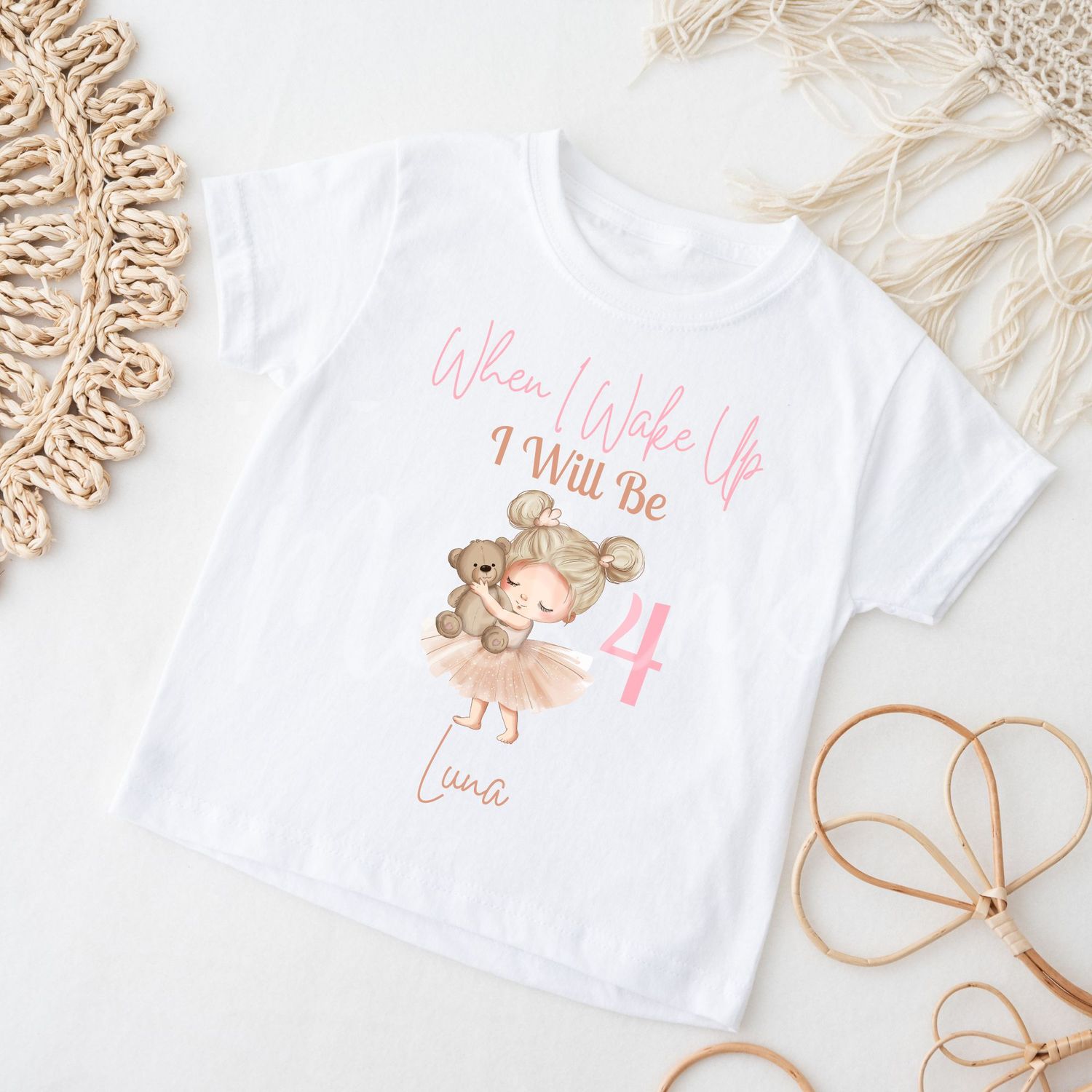Glitter When I Wake Up Teddy Girl DTF DECAL