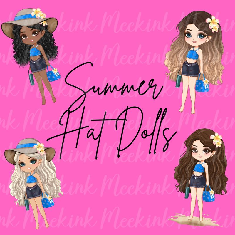 Summer Hat Dolls UVDTF or DTF Decal