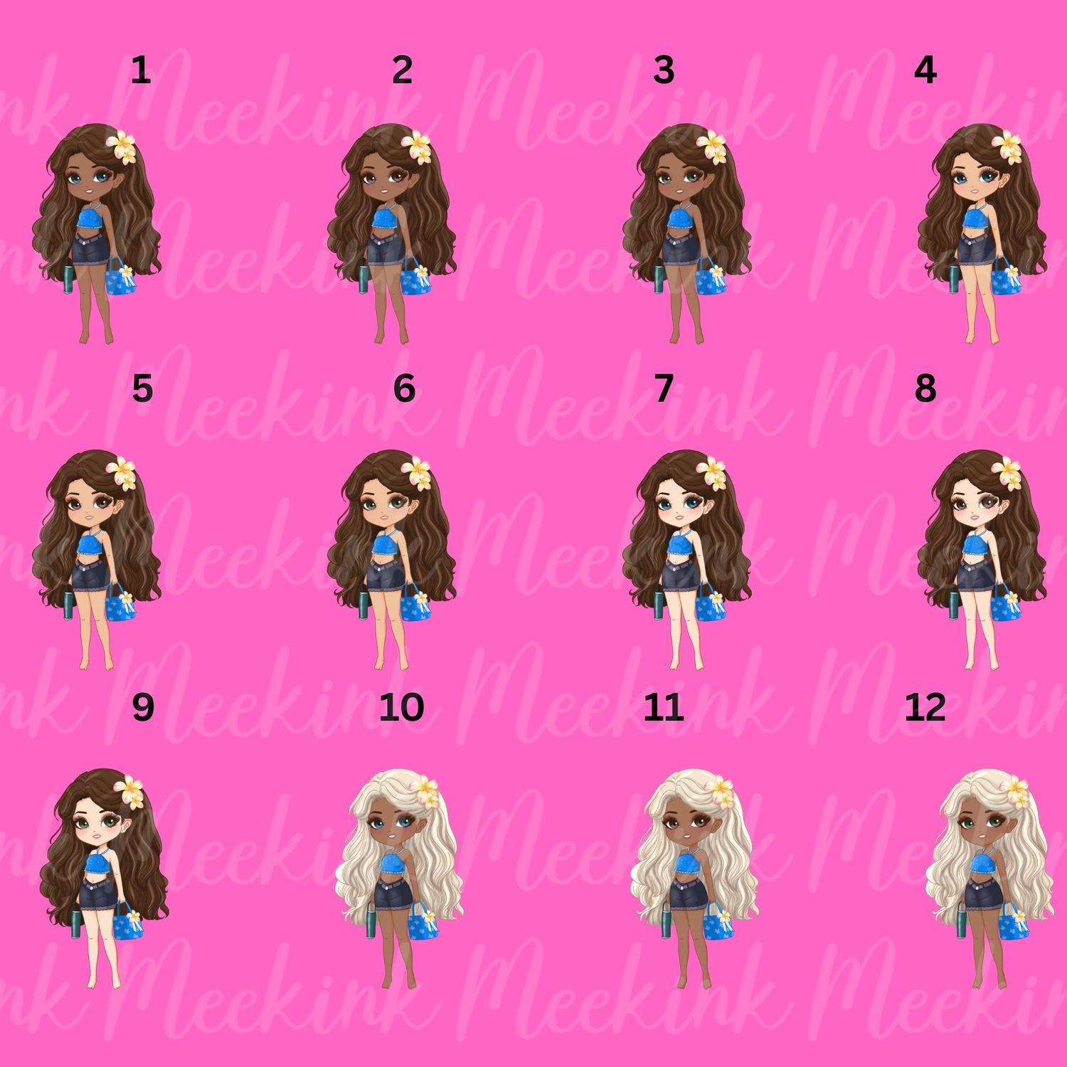 Summer Hat Dolls UVDTF or DTF Decal