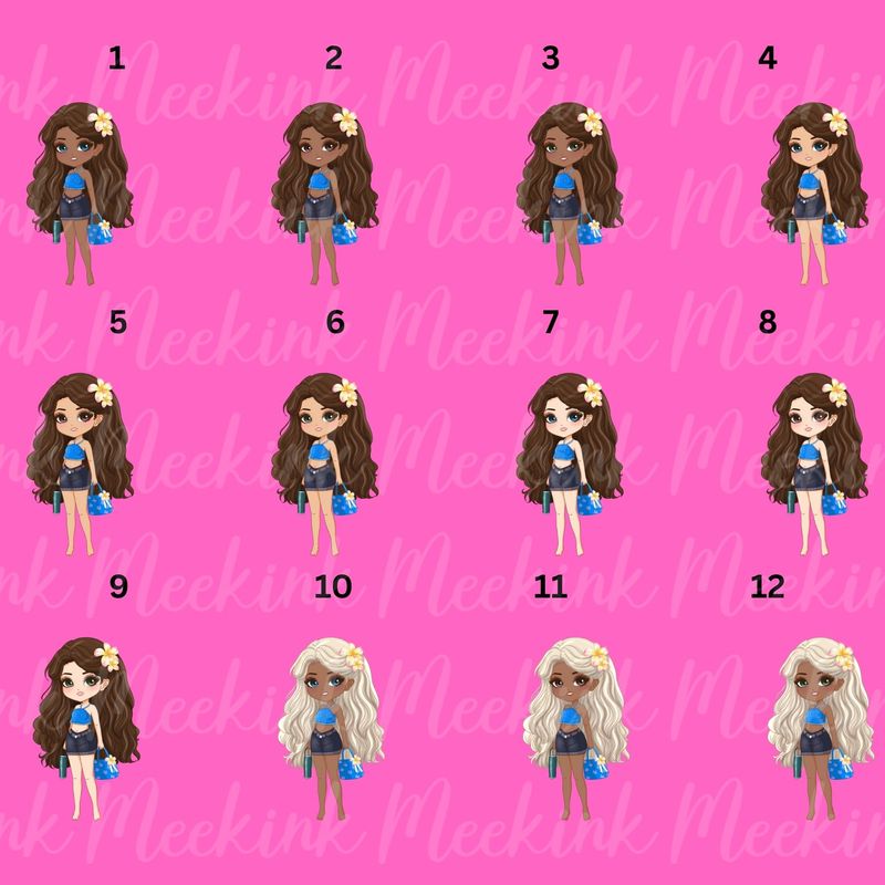Summer Hat Dolls UVDTF or DTF Decal