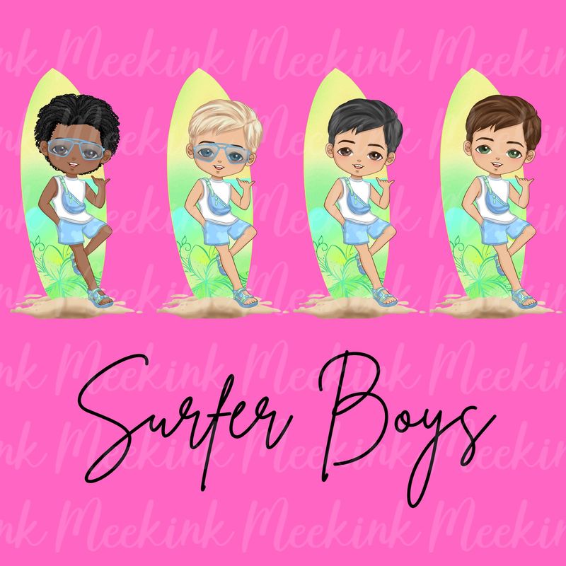 Surfer Boys Doll UVDTF or DTF Decal