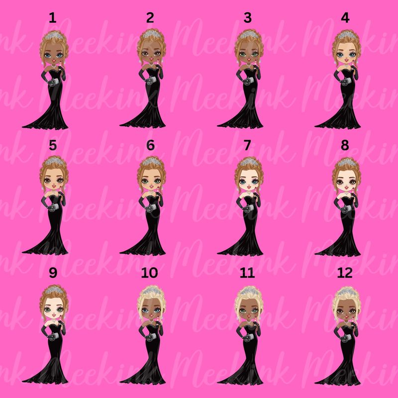 Evening Dress Doll UVDTF or DTF Decal