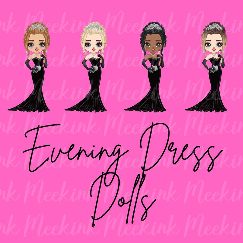 Evening Dress Doll UVDTF or DTF Decal