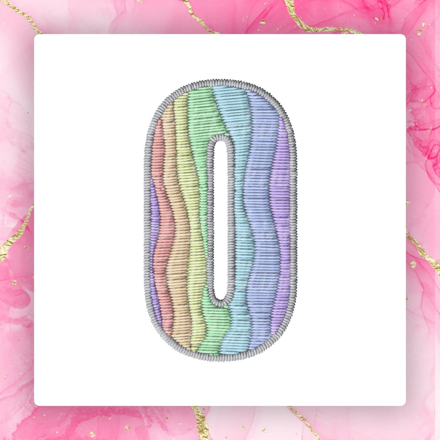 Faux Embroidery Rainbow Numbers 0-9 And Rainbow Heart PNG Digital Download