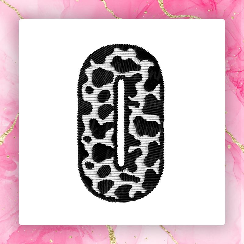 Faux Embroidery Cow Print Numbers 0-9 PNG Digital Download