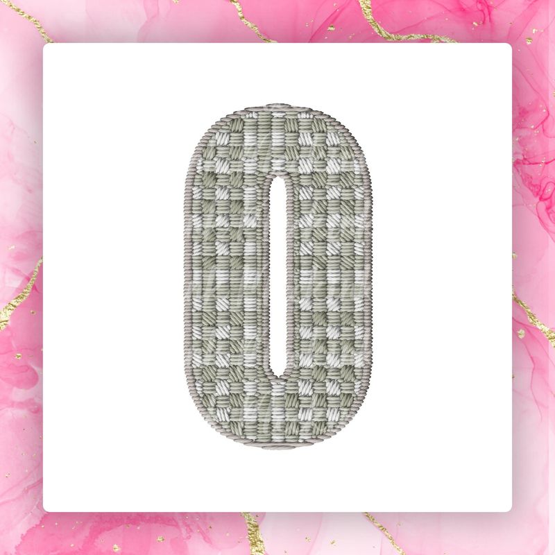 Faux Embroidery Natural Gingham Numbers 0-9 PNG Digital Download