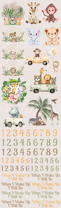 1 Meter Mixed Birthday Safari When I Wake Up DTF DECALS