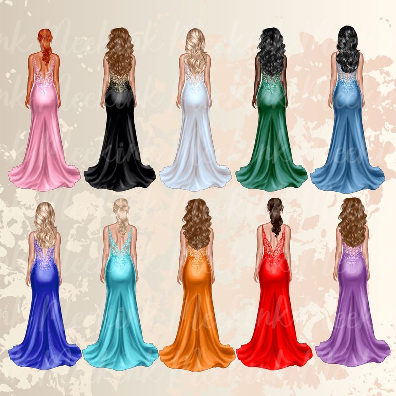 Forward Facing Evening Dress Girls UVDTF or DTF Decal