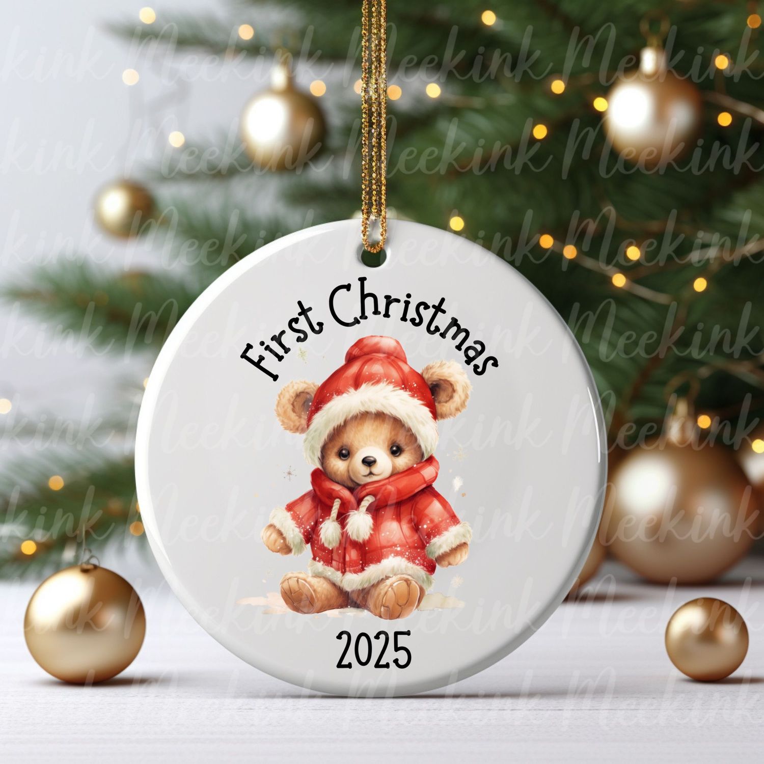 First Christmas Teddy Bear Decal
